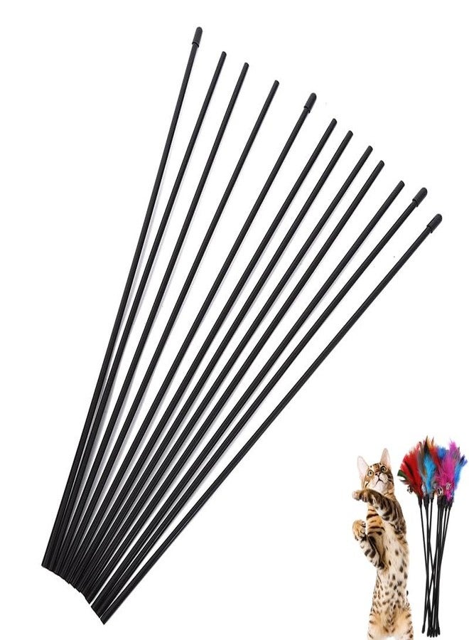 SquEqu 10 Pack Cat Interactive Toy Wand Replacement Rod 15'' DIY Kitten Teaser Plastic Tube Stick for Kitty Charmer Ribbon String Rainbow Strap Feather Plush Pet Cats Chaser Refills Bell - Image 1
